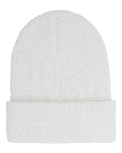 YP Classics Waffle Cuffed Knit Beanie - White