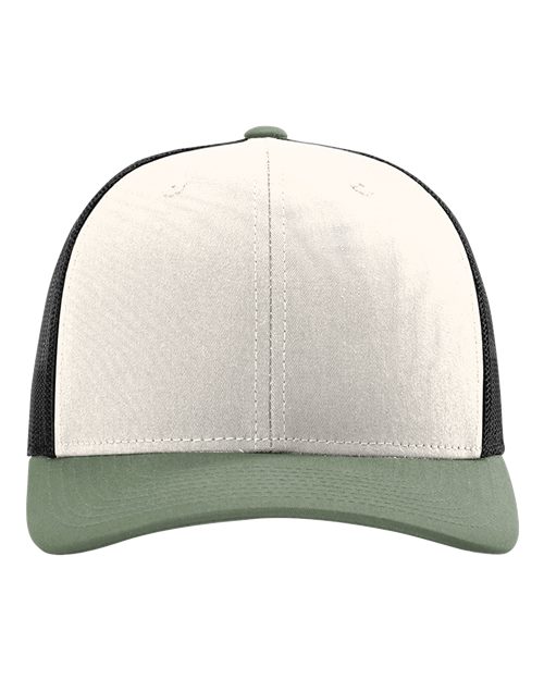 Snapback Trucker Cap - Cream/ Black/ Loden Green