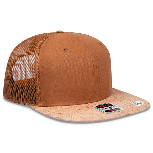Otto Cap 141 Otto Snap 6 Panel Pro Style Mesh Back Trucker Snapback Hat - Cork/Coyote Brown