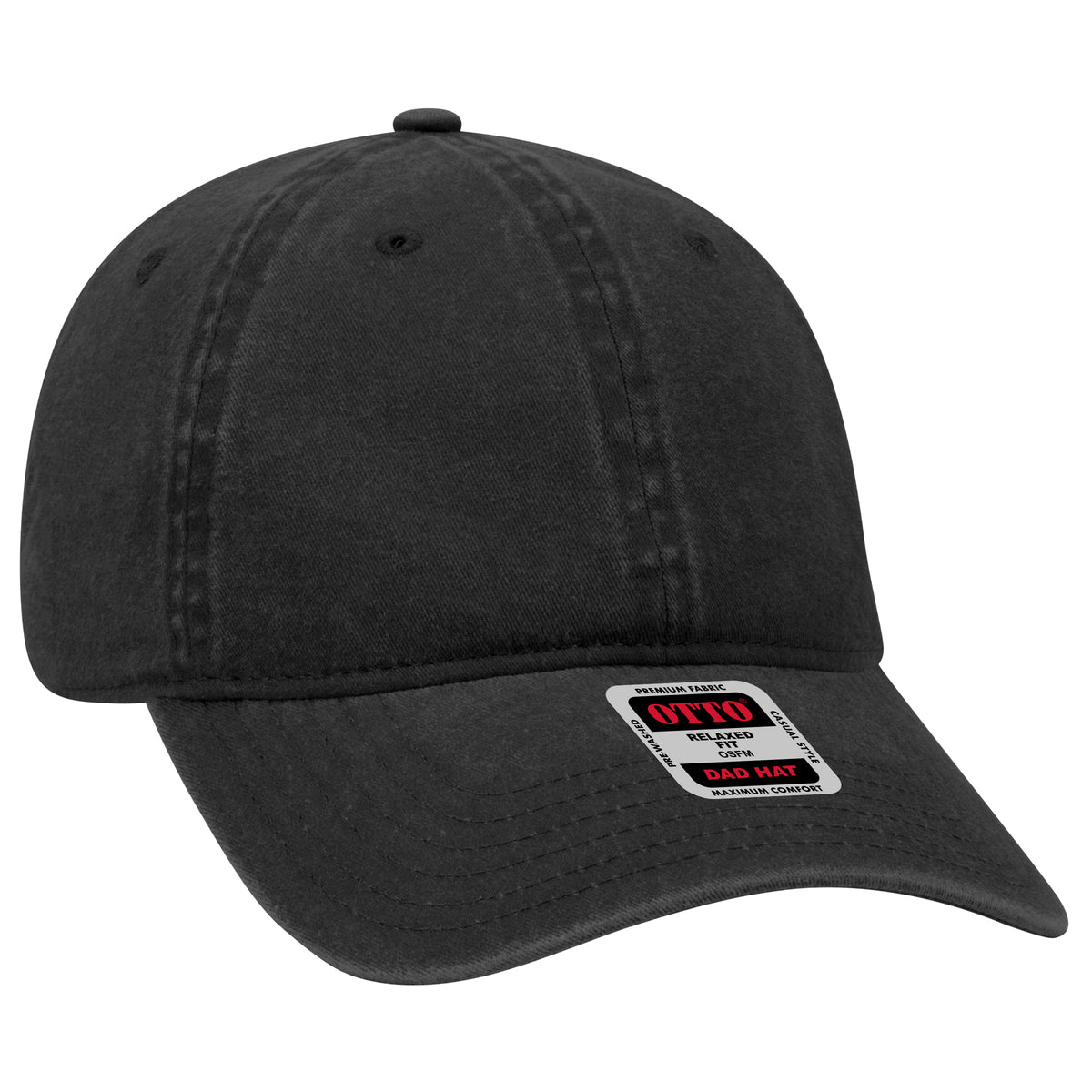 Otto Cap 18-202 6 Panel Low Profile Dad Hat - Black