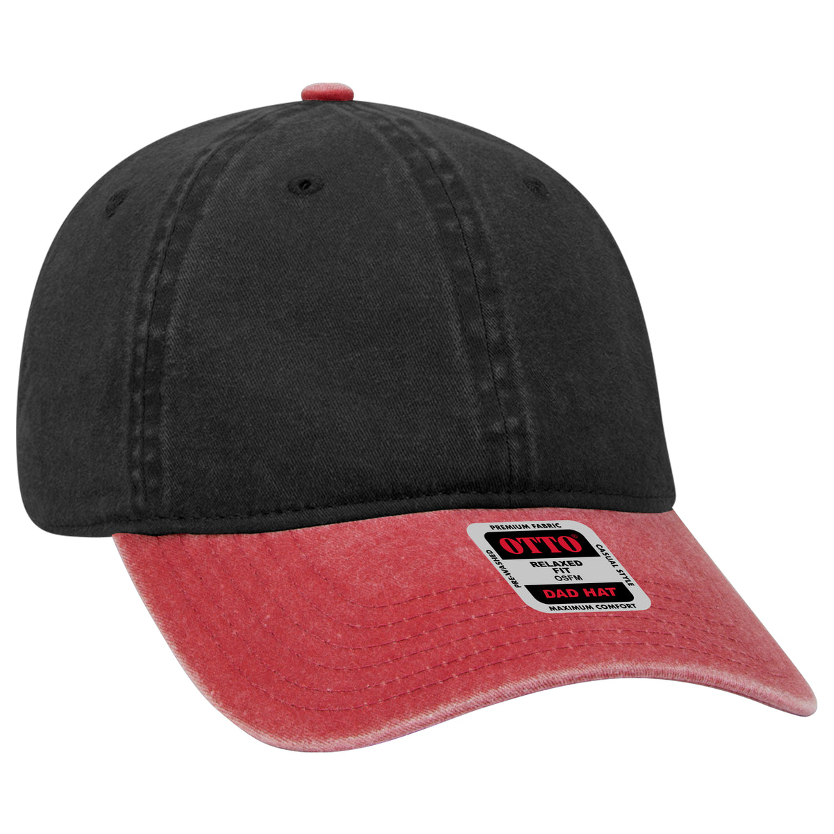 Otto Cap 18-202 6 Panel Low Profile Dad Hat - Red/Black