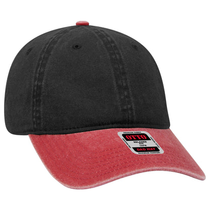 Otto Cap 18-202 6 Panel Low Profile Dad Hat - Red/Black