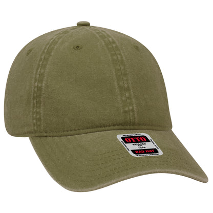 Otto Cap 18-202 6 Panel Low Profile Dad Hat - Olive
