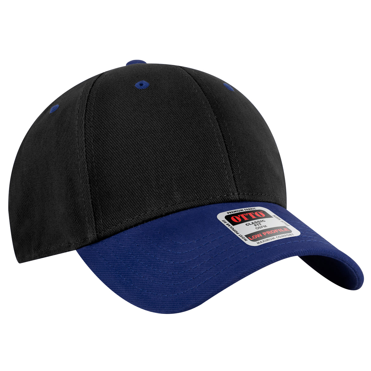 Otto Cap 19-251 6 Panel Low Profile Baseball Cap - Royal/Black