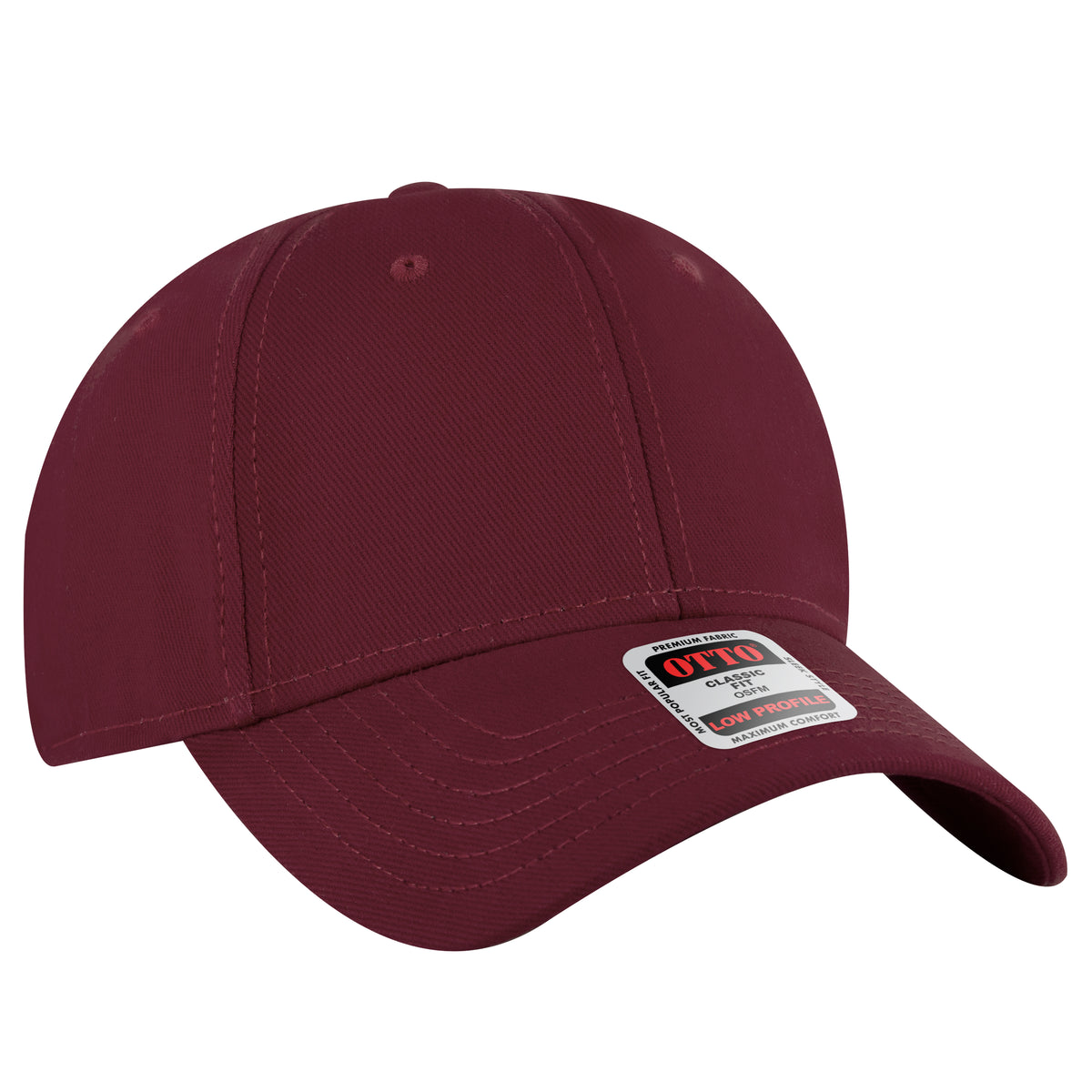 Otto Cap 19-251 6 Panel Low Profile Baseball Cap - Burgundy
