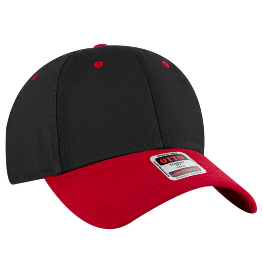 Otto Cap 19-251 6 Panel Low Profile Baseball Cap - Red/Black