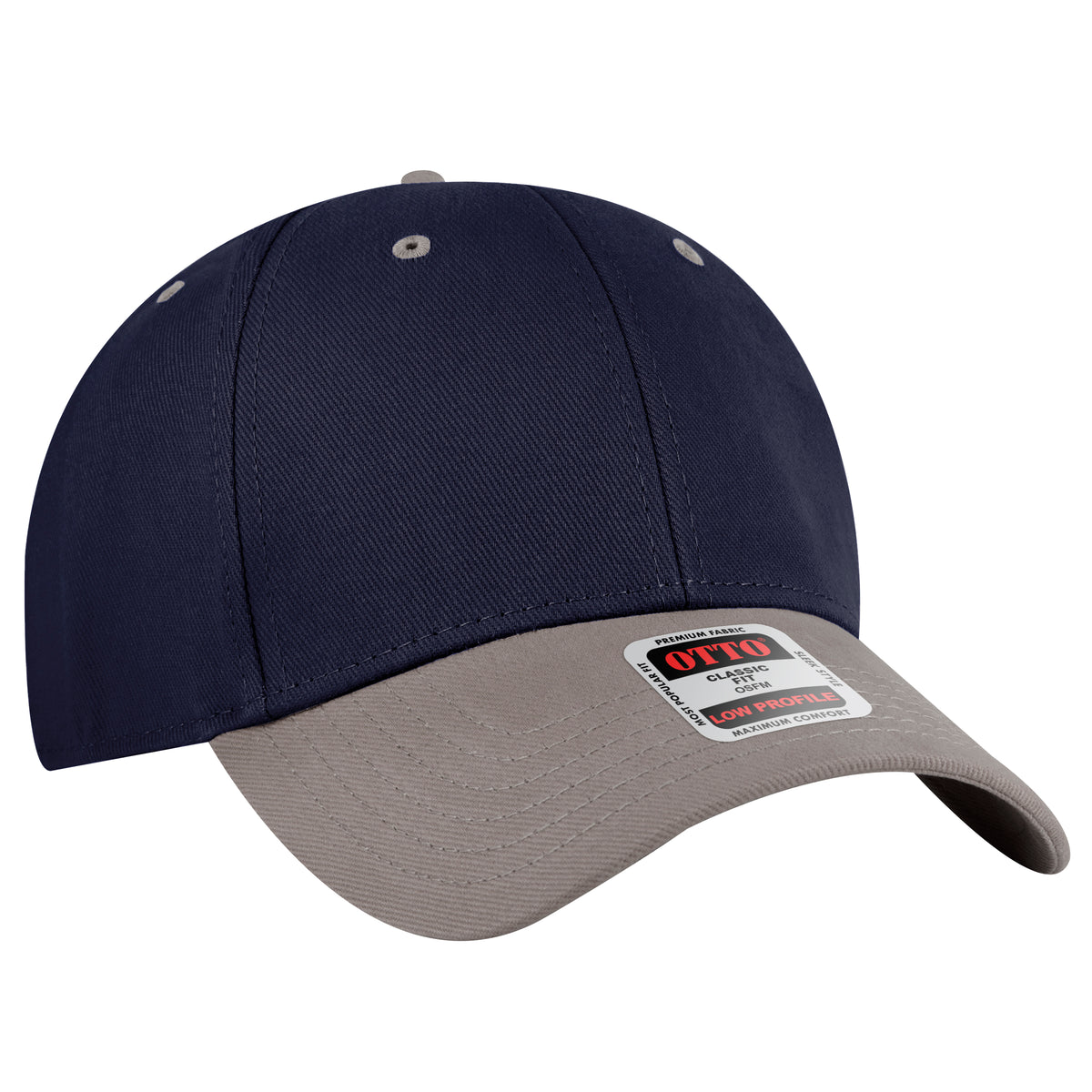 Otto Cap 19-251 6 Panel Low Profile Baseball Cap - Gray/Navy