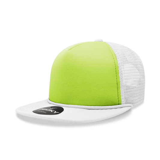 Decky 5 Panel High Profile Structured Two Tone Foam Trucker - White/Neon  Yellow