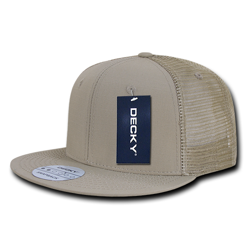 Decky 6 Panel High Profile Structured Ripstop Trucker - Khaki