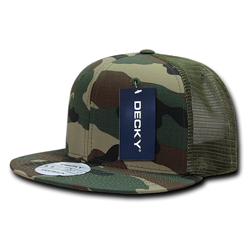 Decky 6 Panel High Profile Structured Ripstop Trucker - Woodland