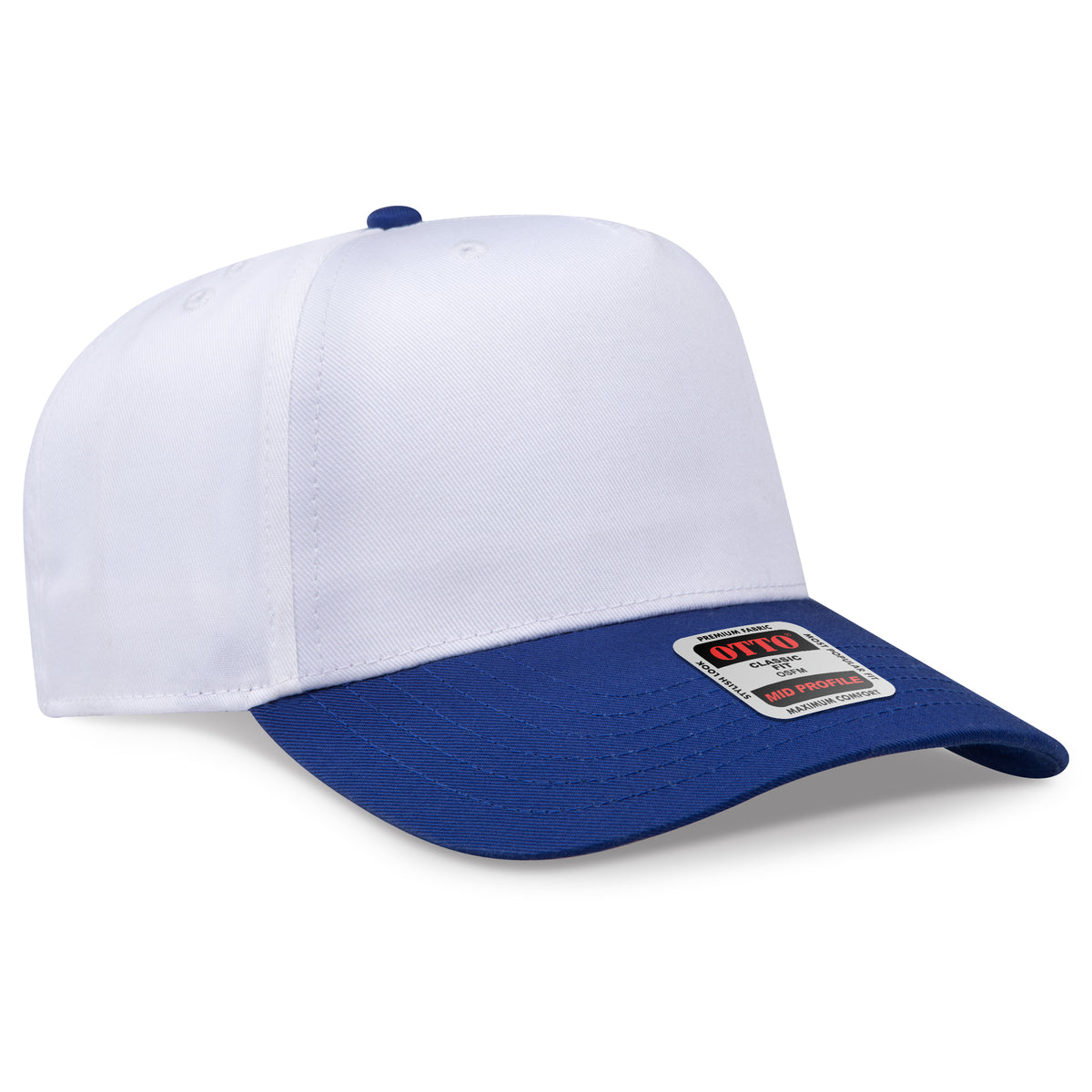 Otto Cap 31-069 5 Panel Mid Profile Baseball Cap - Royal/White