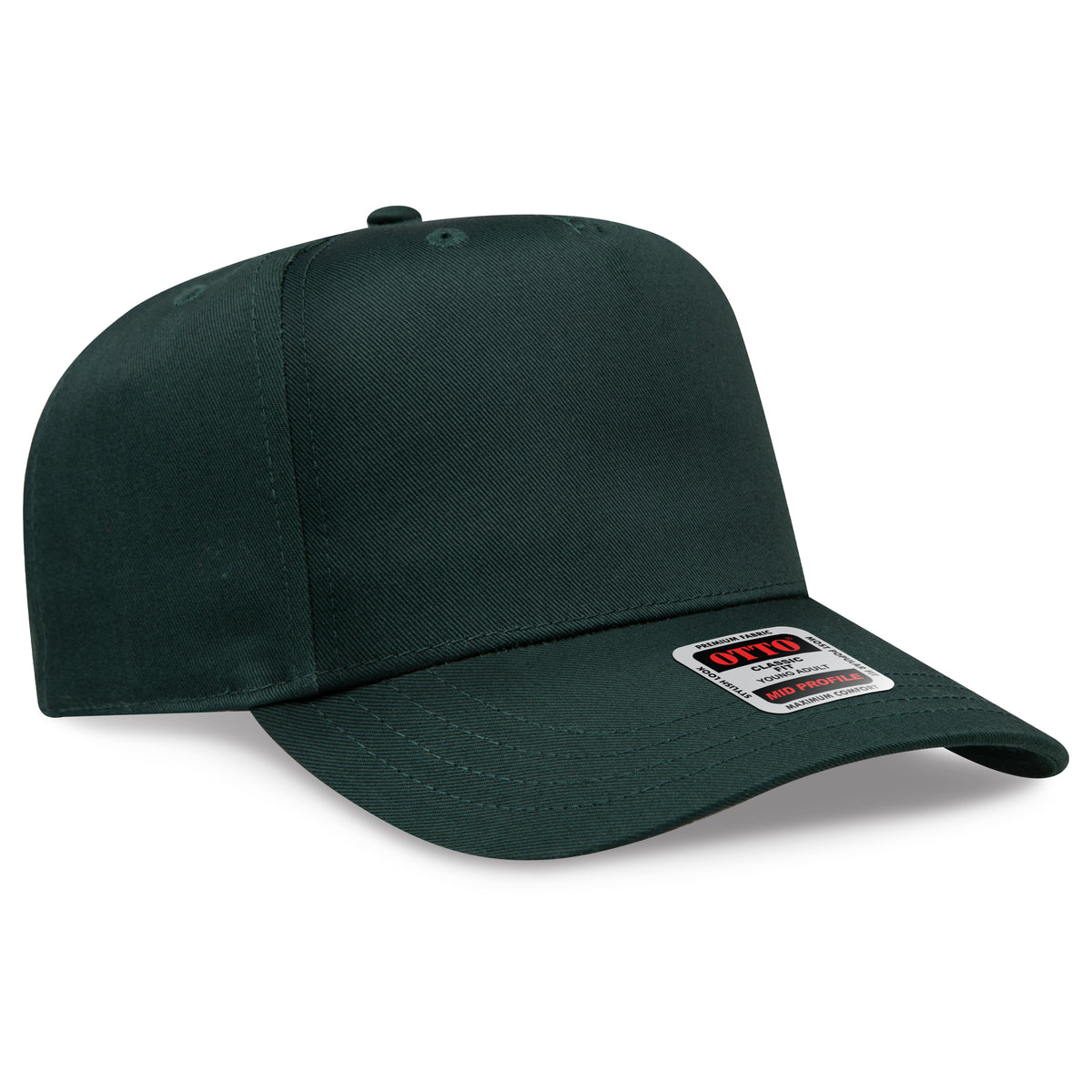 Otto Cap 31-069 5 Panel Mid Profile Baseball Cap - Dark Green