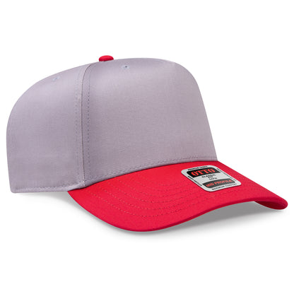 Otto Cap 31-069 5 Panel Mid Profile Baseball Cap - Red/Gray