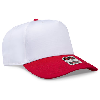 Otto Cap 31-069 5 Panel Mid Profile Baseball Cap - Red/White