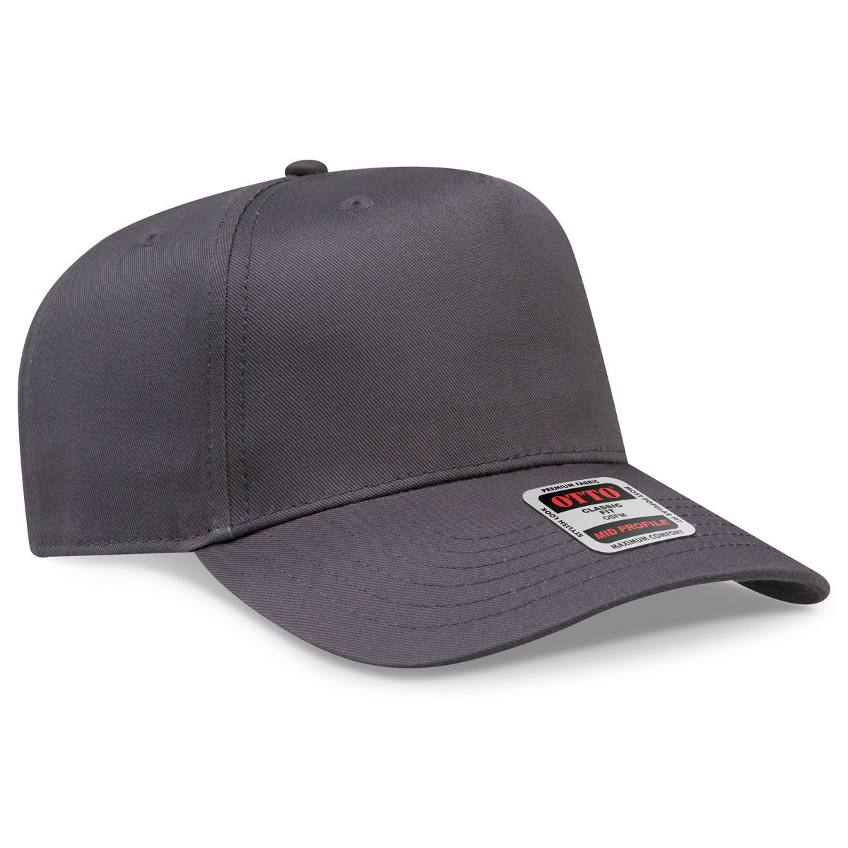 Otto Cap 31-069 5 Panel Mid Profile Baseball Cap - Charcoal Gray