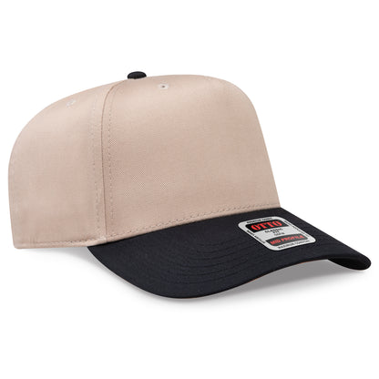 Otto Cap 31-069 5 Panel Mid Profile Baseball Cap - Black/Khaki