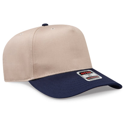 Otto Cap 31-069 5 Panel Mid Profile Baseball Cap - Navy/Khaki