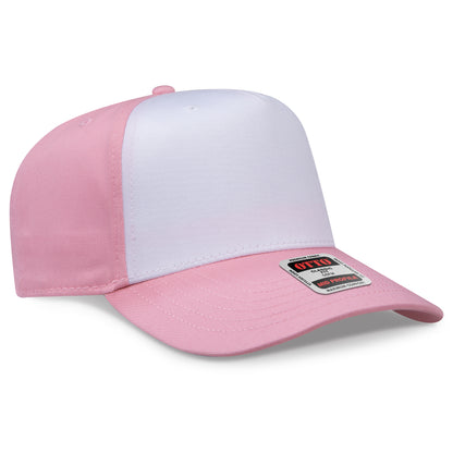 Otto Cap 31-069 5 Panel Mid Profile Baseball Cap - Pink/White/Pink