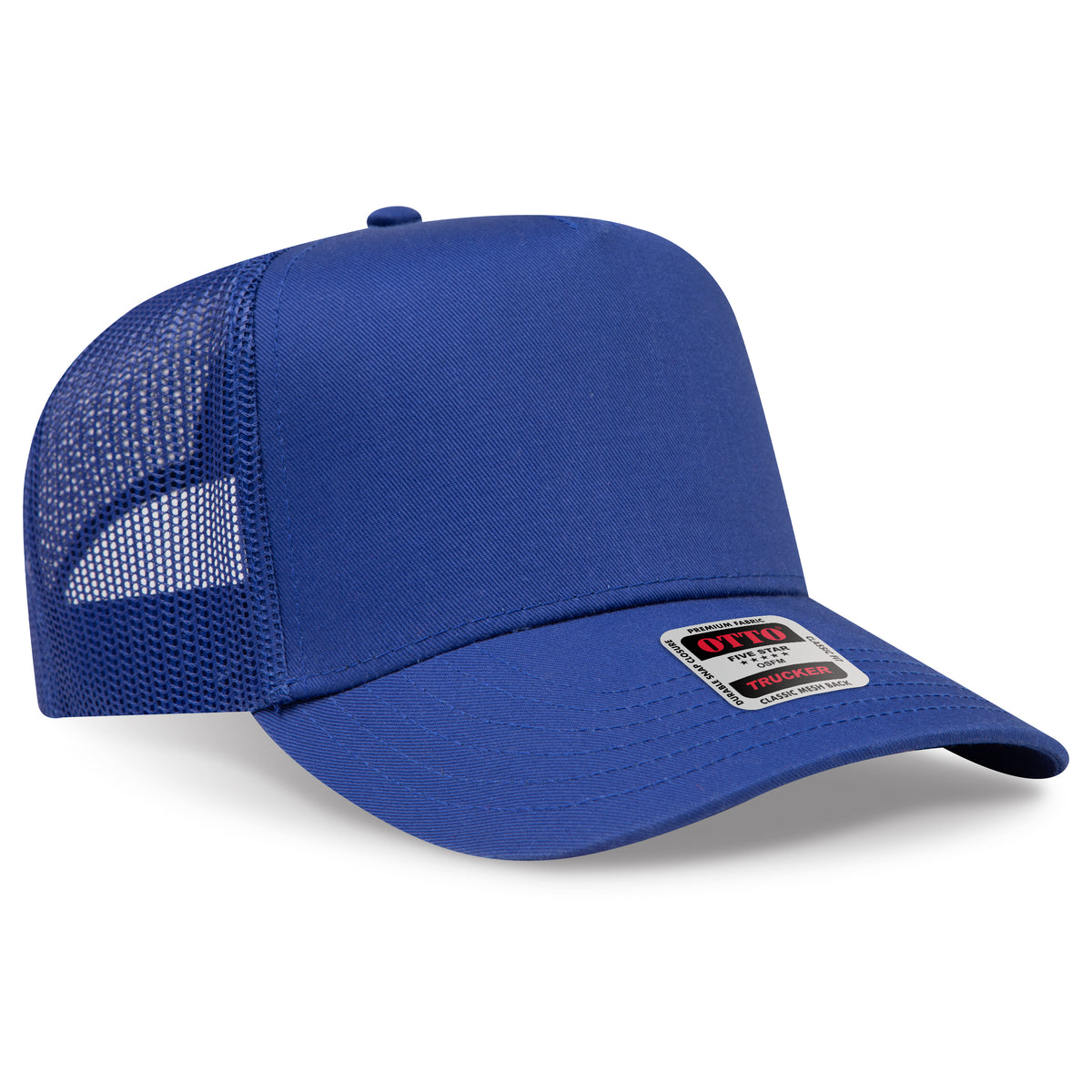 Otto Cap 32-285 5 Panel Mid Profile Mesh Back Trucker Hat - Royal
