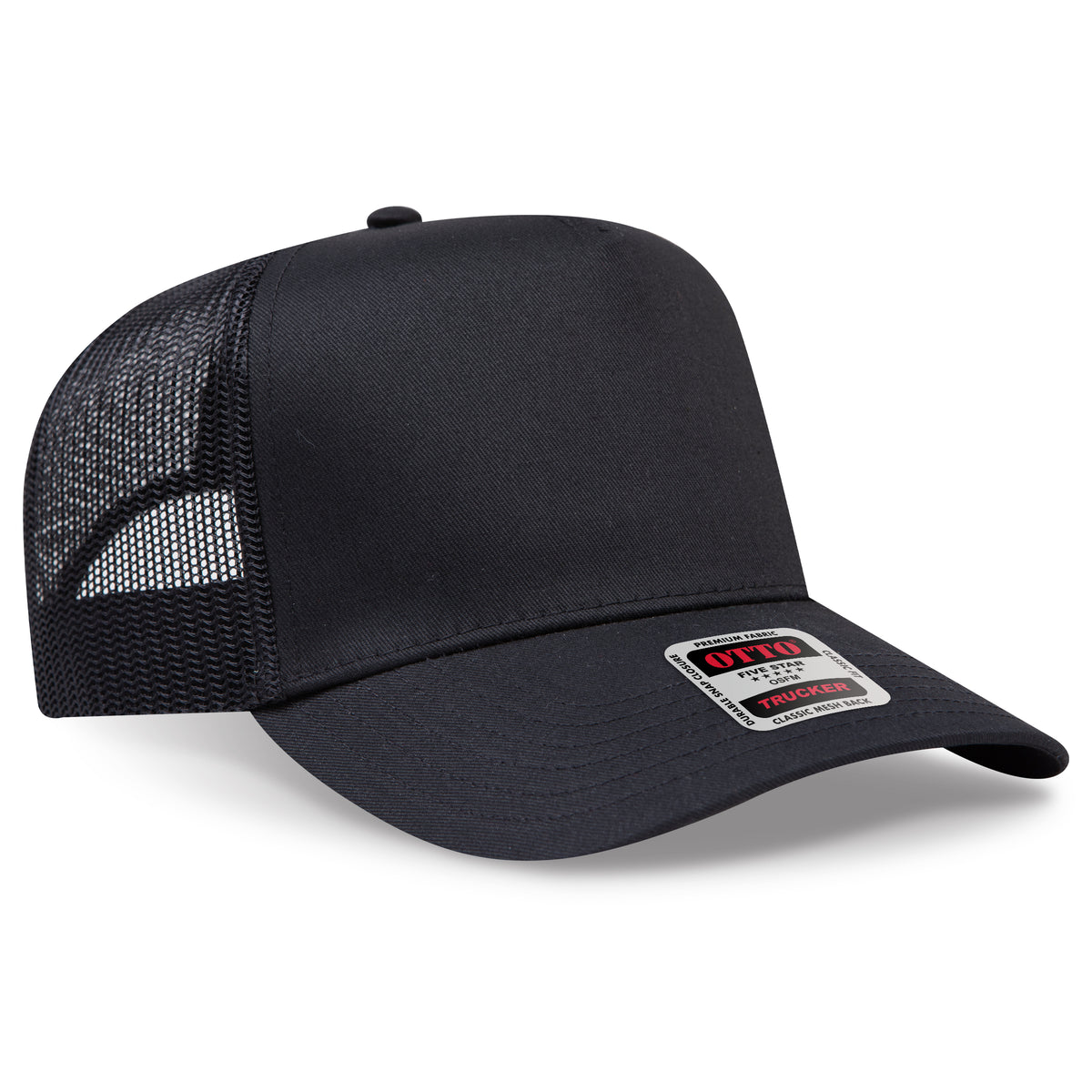 Otto Cap 32-285 5 Panel Mid Profile Mesh Back Trucker Hat - Black