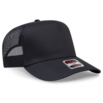 Otto Cap 32-285 5 Panel Mid Profile Mesh Back Trucker Hat - Black