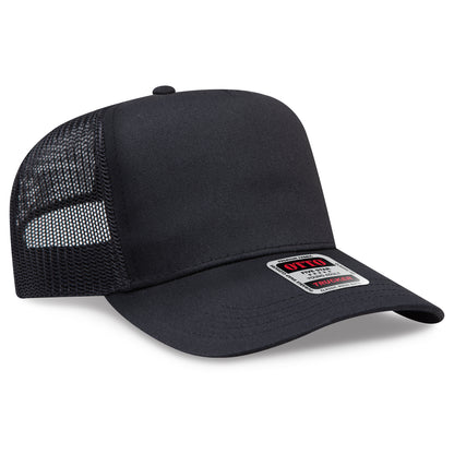 Otto Cap 32-285 5 Panel Mid Profile Mesh Back Trucker Hat - Black