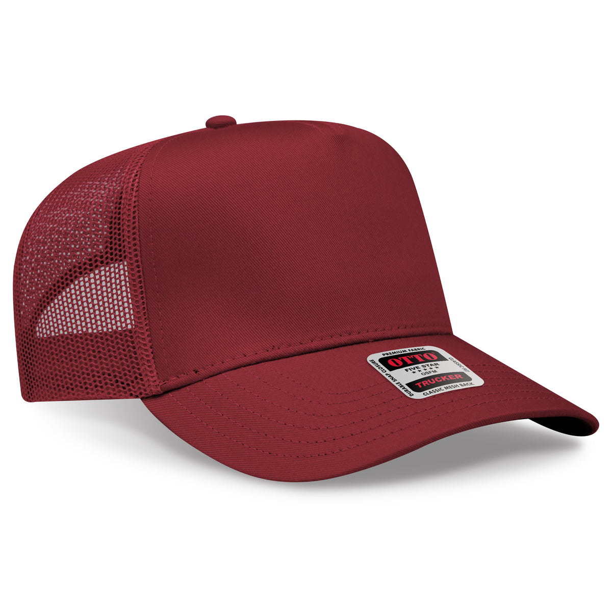 Otto Cap 32-285 5 Panel Mid Profile Mesh Back Trucker Hat - Maroon