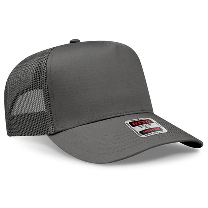 Otto Cap 32-285 5 Panel Mid Profile Mesh Back Trucker Hat - Charcoal Gray