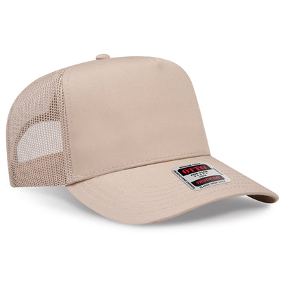 Otto Cap 32-285 5 Panel Mid Profile Mesh Back Trucker Hat - Khaki