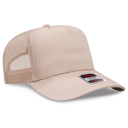 Otto Cap 32-285 5 Panel Mid Profile Mesh Back Trucker Hat - Khaki