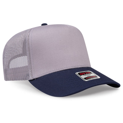 Otto Cap 32-285 5 Panel Mid Profile Mesh Back Trucker Hat - Navy/Gray
