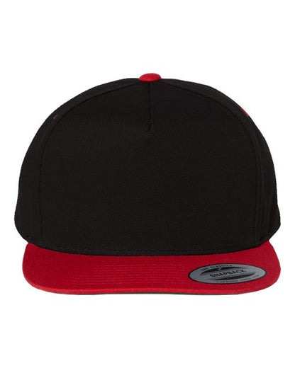 YP Classics Five-Panel Cotton Twill Snapback Cap - Black/ Red