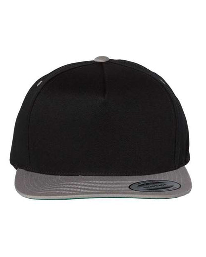 YP Classics Five-Panel Cotton Twill Snapback Cap - Black/ Grey