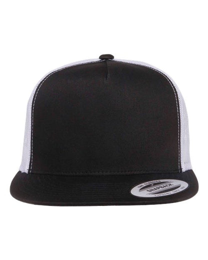 YP Classics Classic Five-Panel Trucker Cap - Black/ White