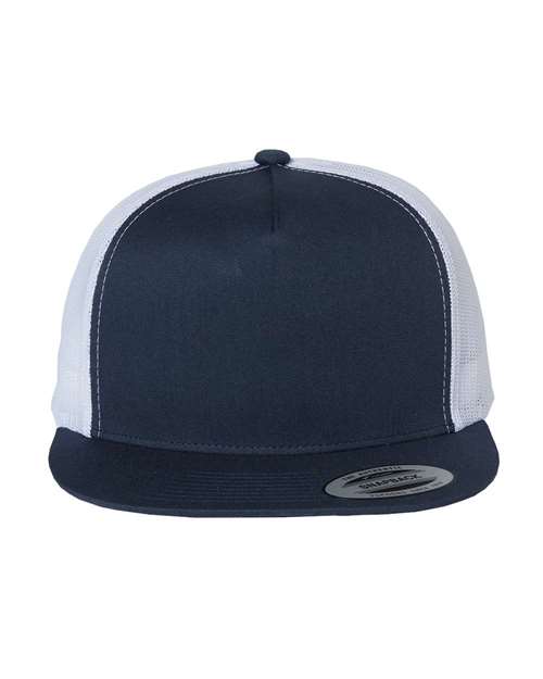 YP Classics Classic Five-Panel Trucker Cap - Navy/ White