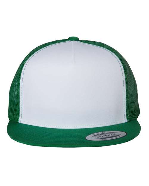 YP Classics Classic Five-Panel Trucker Cap - Kelly/ White/ Kelly