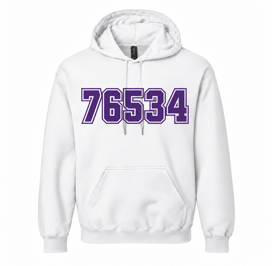 Holland 76534 ZIP Code Hoodie - White / Purple