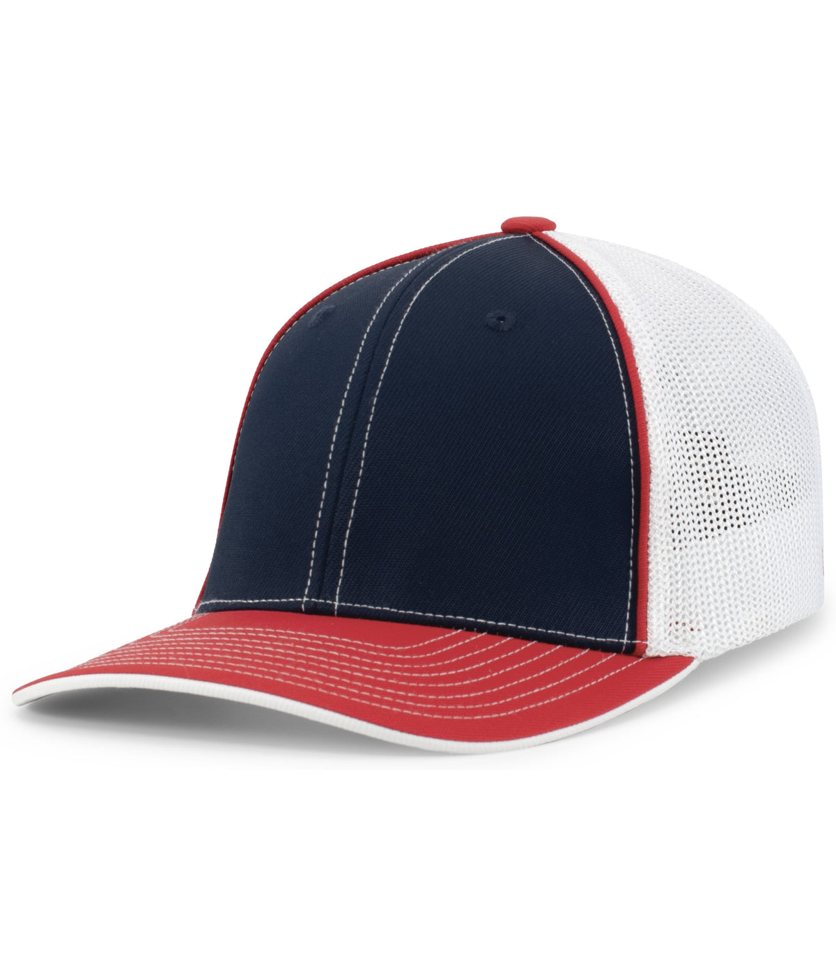 Pacific Headwear Trucker Flexfit Cap - NAVY/WHITE/RED
