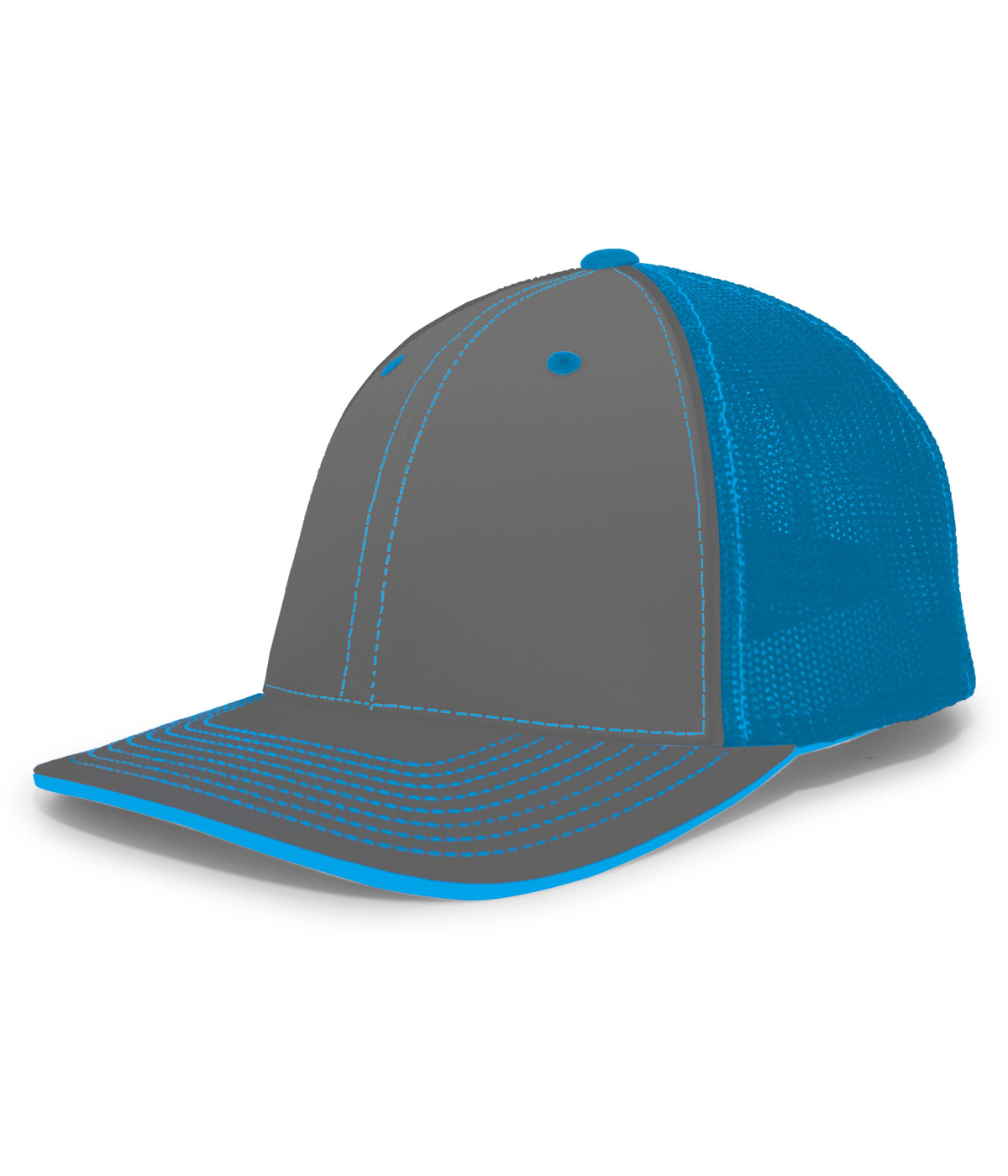 Pacific Headwear Trucker Flexfit Cap - GRAPHITE/NEON BLUE/GRAPHITE
