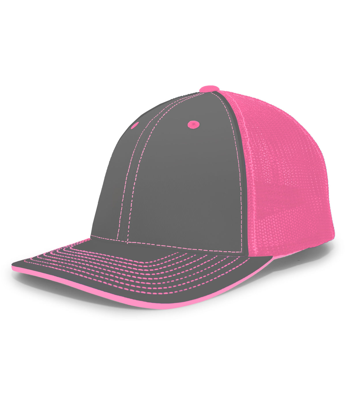 Pacific Headwear Trucker Flexfit Cap - GRAPHITE/PINK/GRAPHITE