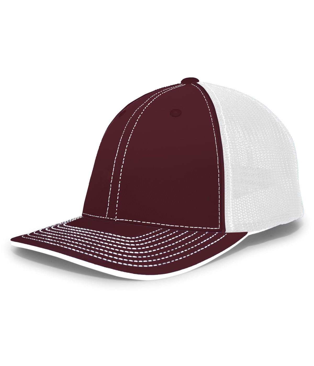 Pacific Headwear Trucker Flexfit Cap - MAROON/WHITE