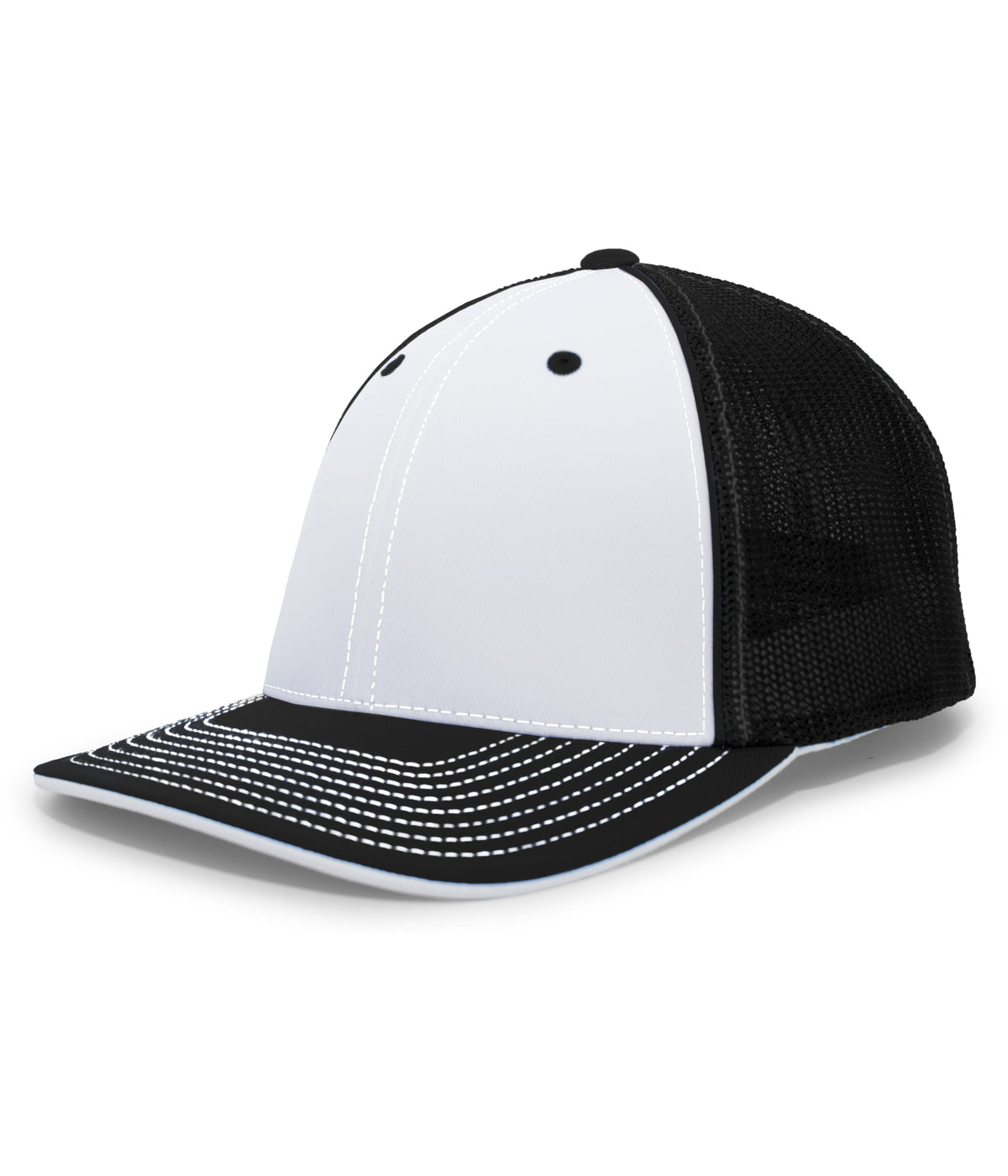 Pacific Headwear Trucker Flexfit Cap - WHITE/BLACK/BLACK