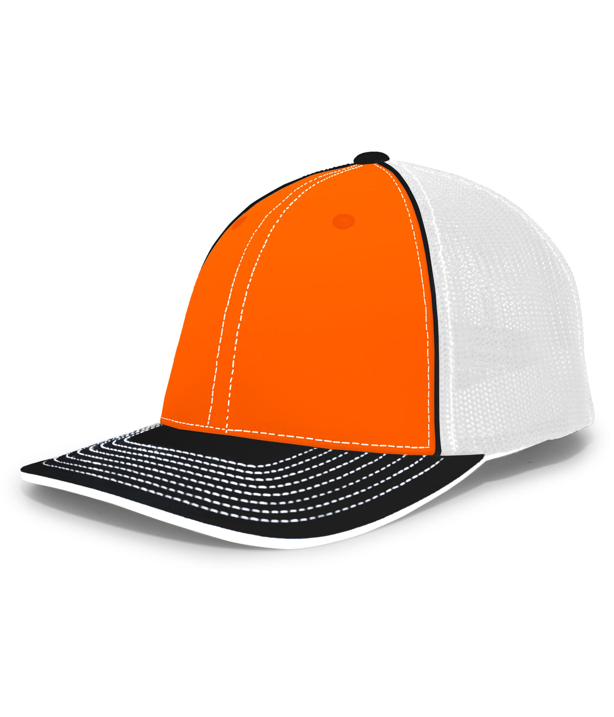 Pacific Headwear Trucker Flexfit Cap - ORANGE/WHITE/BLACK