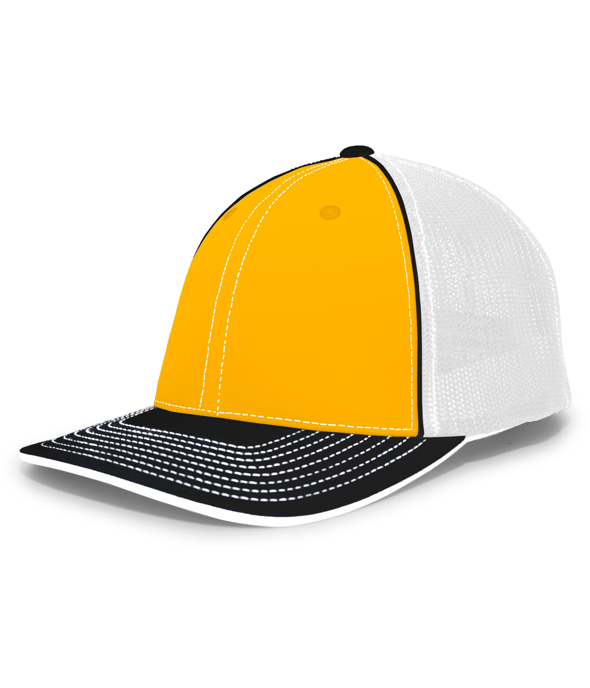 Pacific Headwear Trucker Flexfit Cap - GOLD/WHITE/BLACK