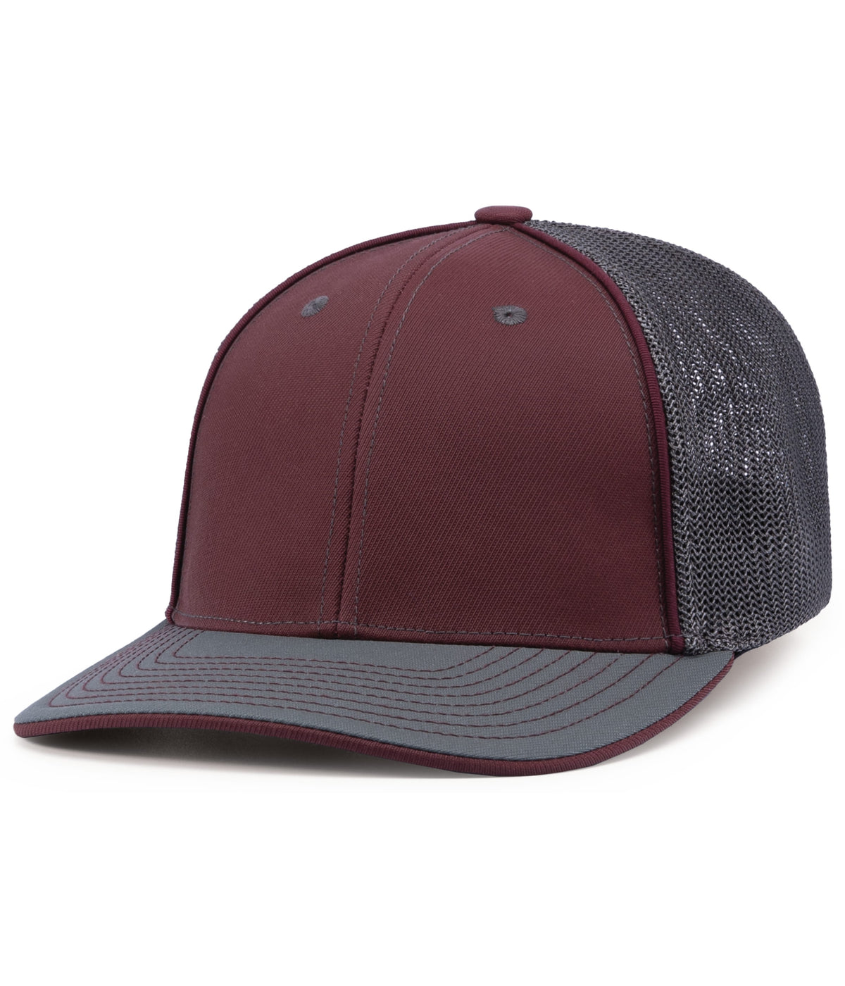 Pacific Headwear Trucker Flexfit Cap - MAROON/GRAPHITE/GRAPHITE