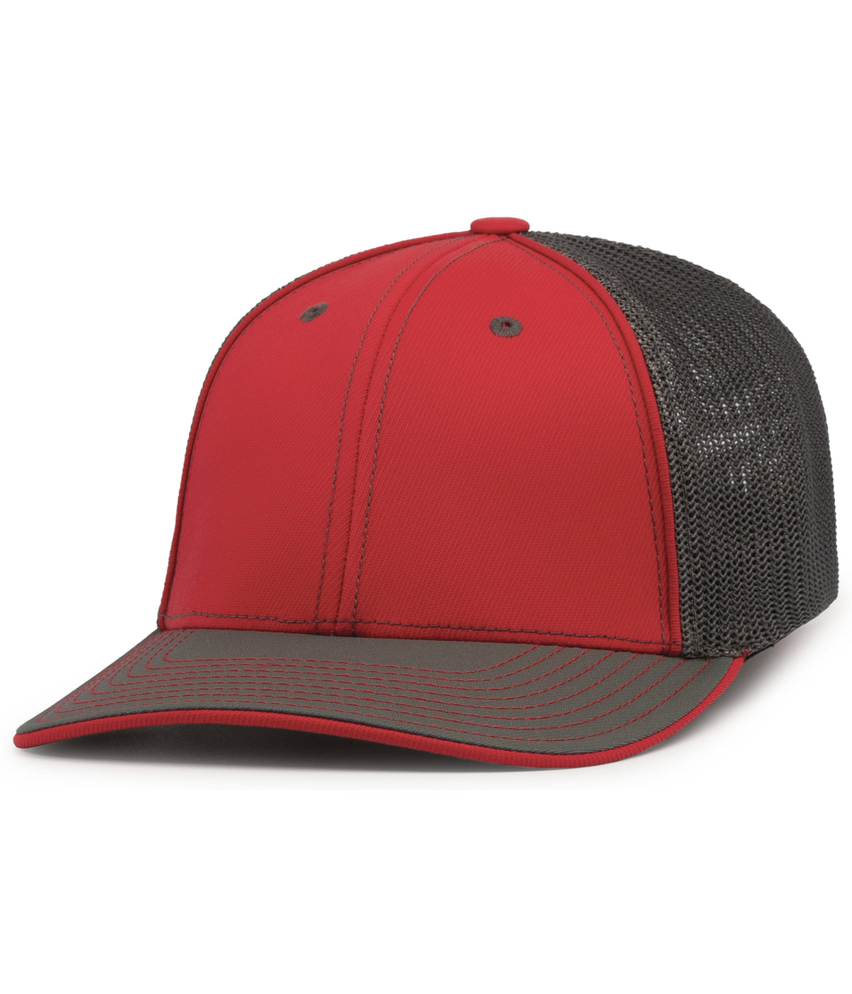 Pacific Headwear Trucker Flexfit Cap - RED/GRAPHITE/GRAPHITE