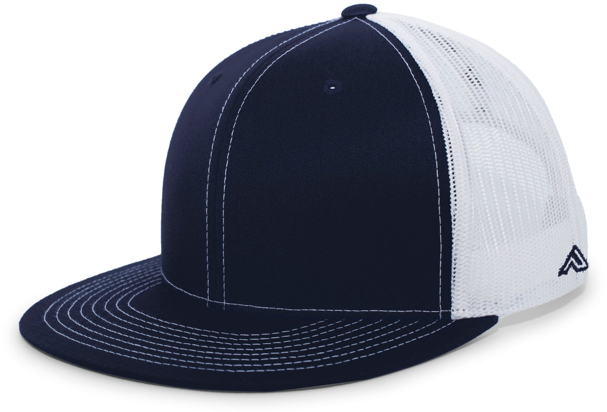Pacific Headwear D-Series Trucker Snapback Cap - NAVY/WHITE/NAVY