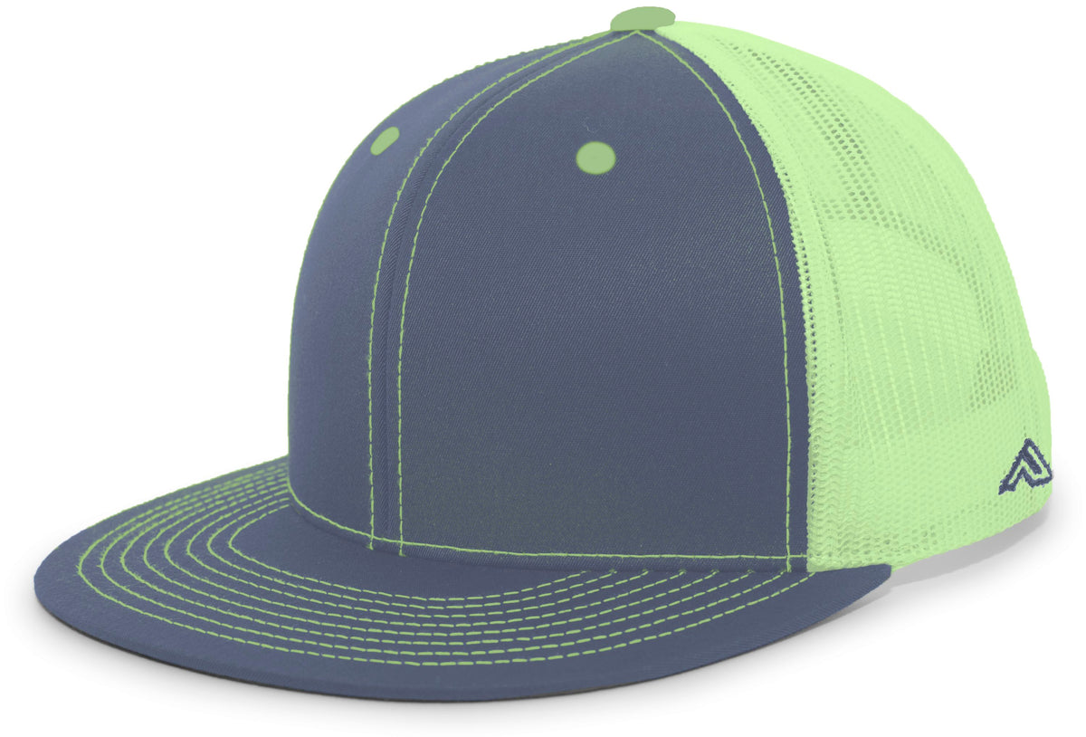Pacific Headwear D-Series Trucker Snapback Cap - GRAPHITE/NEON YELLOW/GRAPHITE