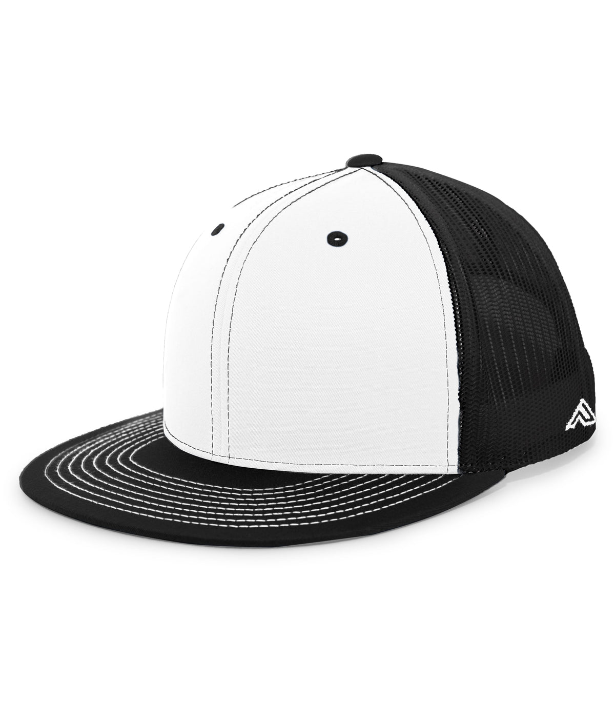 Pacific Headwear D-Series Trucker Snapback Cap - WHITE/BLACK/BLACK