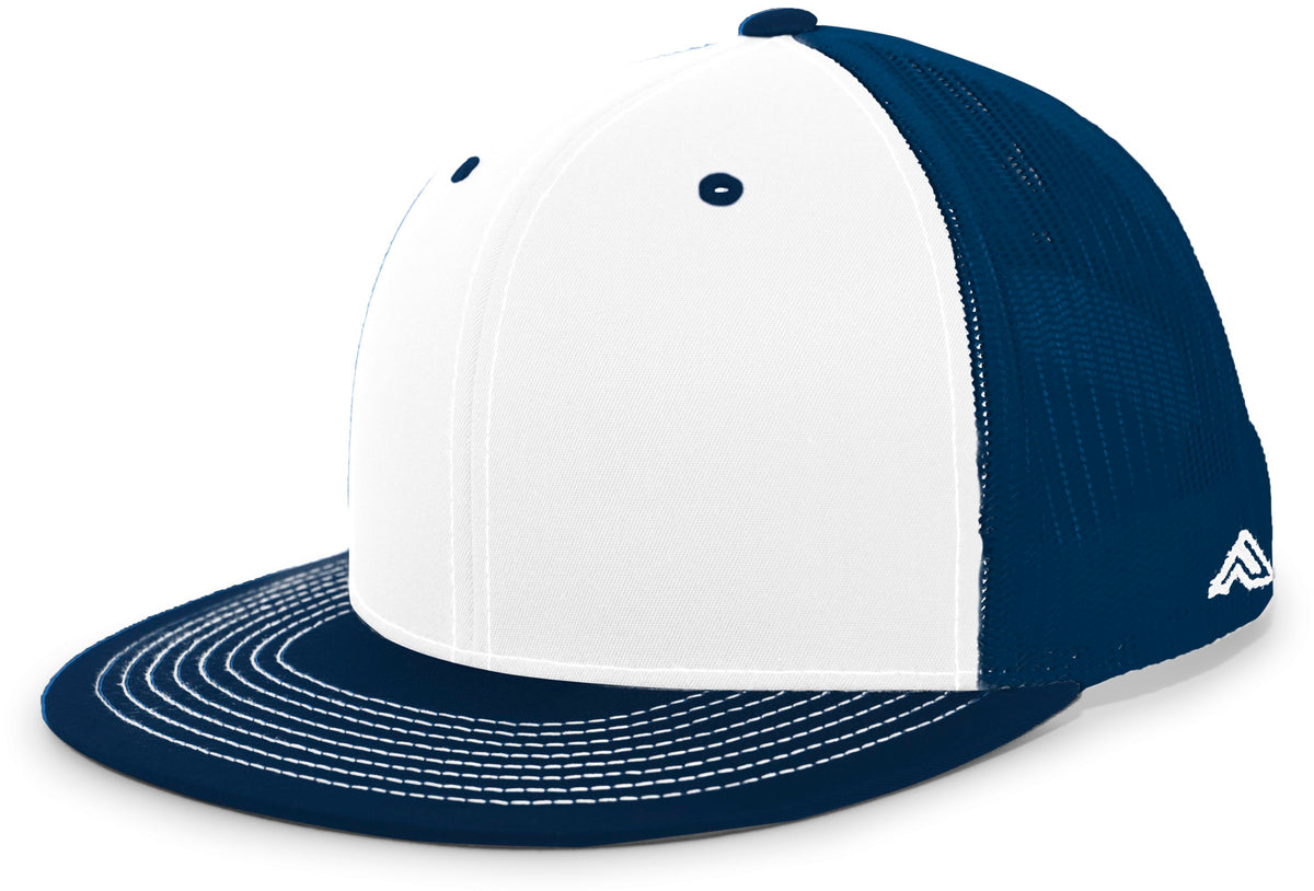 Pacific Headwear D-Series Trucker Snapback Cap - WHITE/NAVY/NAVY
